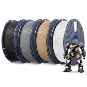 SUNLU 4KG Filament PETG 1.75 mm Noir+Blanc+Gris+Chêne | Haute résistance & Grande ténacité Filament Imprimante 3D, Bobine PETG 1