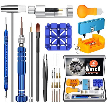 JOREST Kit Outil Montre,Kit Changement Pile ,Chasse Goupille ,Outil Montre Bracelet,Tournevis Reparation,Ouvre Boitier,Montre De