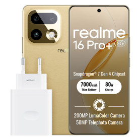 realme 16 Pro+ 5G Smartphone 12+512Go, Gold | Batterie 7000mAh, Charge rapide 80W, Écran 6,8 pouces, 144Hz, Appareil photo 200MP
