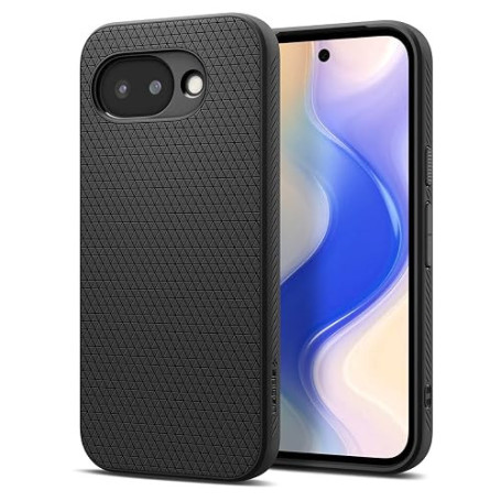 Spigen Liquid Air Coque pour Google Pixel 10a - Noir Mat | Motif géométrique avec grip antidérapant, Technologie Spigen Sound Tu
