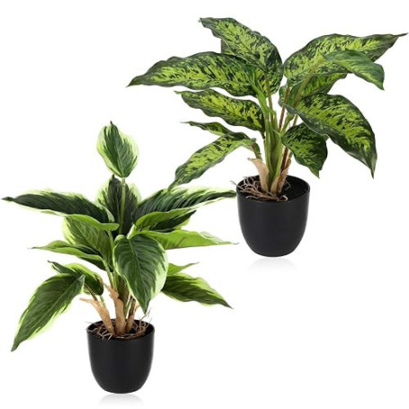 2 Pièces Plantes Artificielles Interieur, 41cm Plante Artificielle en Pot