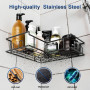 Diboniur Lot de 2 Étagères Douche d’Angle sans Perçage, 8 Crochets, Noires | Montage sans perçage, inox antirouille et drainage 