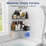 Diboniur Lot de 2 Étagères Douche d’Angle sans Perçage, 8 Crochets, Noires | Montage sans perçage, inox antirouille et drainage 