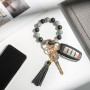 CHUQING Porte Clef Bracelet Femme Voiture, Perles Silicone Pompon | Porte Clé Bracelet Femme pour Voiture avec Perles en Silicon