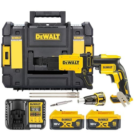 DEWALT - Visseuse Plaques de Plâtre Brushless 18V XR 5.0Ah Li-Ion - DCF620P2K-QW - Tournevis Électrique sans Fil avec 2 Batterie