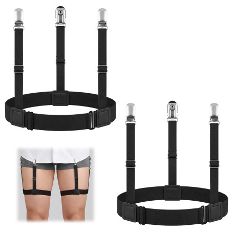 2 Pièces Shirt Stays Support de Chemise, RéGlables, Séjour de Chemise | Élastiques Longueur, Accessoires Anti Dérapants Avec Cli