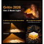 Gritin 2026 Gén.2 Lampe de Lecture, 30 LED Spectre Complet Liseuse Clip | Protection des Yeux,5Couleurs&5Luminosités, Faisceau L
