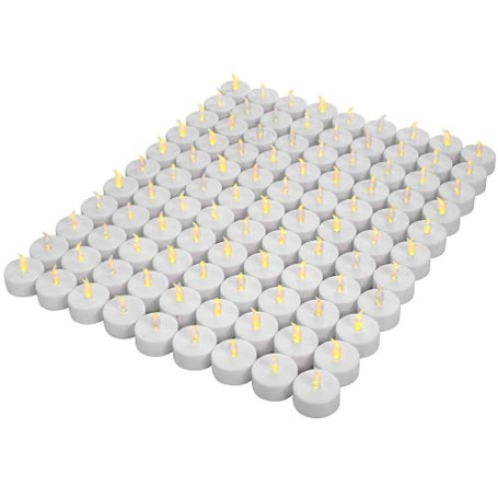 Lot de 100bougies LED Bougies CR2032 piles Bougies Unscented Bougie chauffe-plat sans flamme claire vacillante gefälschte Bougie