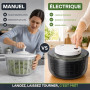 mastrad - Essoreuse À Salade Électrique Rechargeable USB-C 26 cm | Capacité 6 L, séchage automatique, USB-C, jusqu'à 100 utilisa