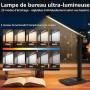 UPXNBOR Lampe de Bureau LED, Lampe de Table pour Lecture et Travail | Confort Visuel, Intensité Réglable, Port USB-A, 5 Températ