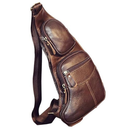 Vintage Cuir Sling Poitrine Sac Bandoulière Pack pour Hommes Femmes Voyage En Plein Air Épaule Messenger Pack Sac À Dos Daypack