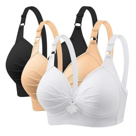 Générique Lot de 3 Soutien Gorge sans Armature Grande Taille Brassiere Femme Push Up Comfit Maintien Fort Rembourré Bralette Sou