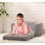 BEJOY Fauteuil Enfant Convertible en Canapé-lit 2-en-1 Sherpa Doux, Cadeau Parfait pour Anniversaire et Fête des Enfants, Gris