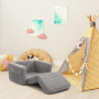 BEJOY Fauteuil Enfant Convertible en Canapé-lit 2-en-1 Sherpa Doux, Cadeau Parfait pour Anniversaire et Fête des Enfants, Gris