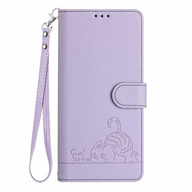 UPLAI Coque pour Realme C100 5G, Étui Cover Mignon Chat Embossée Design Antichoc Cuir PU Portefeuille Fonction Support Antichoc