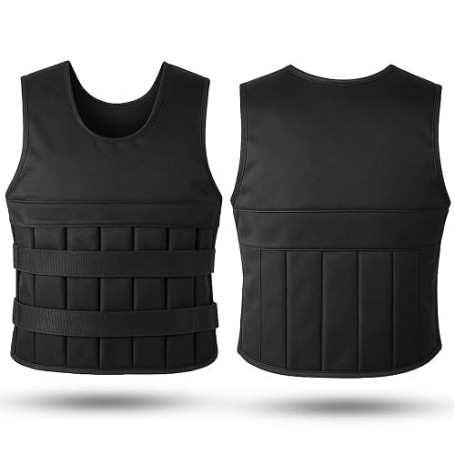 Fitby Gilet lesté 10 kg réglable avec poids amovibles, musculation, noir | Veste lestée pour course, crossfit, calisthénie et st