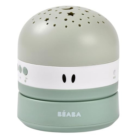 BÉABA, Veilleuse Bébé avec Ciel Étoilé 3 Couleurs, 9 Sons Relaxants (4 Nature, 4 Berceuses,1 Bruit Blanc), Détecteur de Pleurs,
