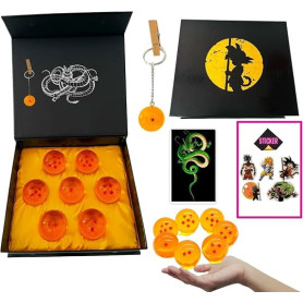 NEXPLORA Lot de 7 Boules de Dragon Porte-Clés avec Autocollants | 1 à 7 étoiles, Carte d'invocation, Idéal pour collectionneurs
