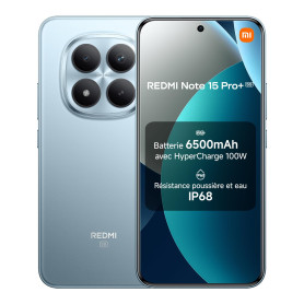 Xiaomi REDMI Note 15 Pro+ 5G Smartphone 8＋256 Go - Bleu Glacier | Écran AMOLED 1,5K 6,83", IP66/IP68, caméra 200 MP nouvelle gén