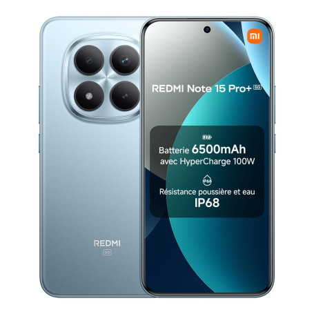 Xiaomi REDMI Note 15 Pro+ 5G Smartphone 8＋256 Go - Bleu Glacier | Écran AMOLED 1,5K 6,83", IP66/IP68, caméra 200 MP nouvelle gén