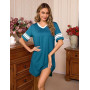 Bresdk Chemise de Nuit Femme Coton Col V Manches Courtes Évasée | Robe de Nuit Femme Été en coupe évasée pour nuits d’été, révei