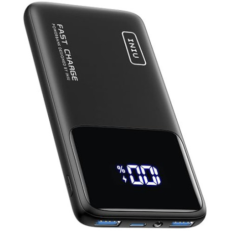 INIU 10000mAh Batterie Externe, Slim 22.5W Charge Rapide Voyage Power Bank | Câble USB C Amovible, Autorisé en Avion, Essentiels