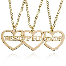 JRYXDS 3Pcs Collier-Cœur En Or Puzzle De L'Amitié Chaîne Pour Femmes Meilleures Amies Cadeau Symbolisant Une Précieuse Amitié À