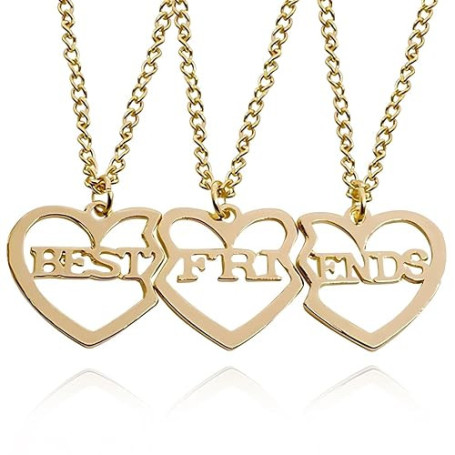 JRYXDS 3Pcs Collier-Cœur En Or Puzzle De L'Amitié Chaîne Pour Femmes Meilleures Amies Cadeau Symbolisant Une Précieuse Amitié À