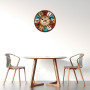 VIKMARI Horloge Murale À Quartz Horloge Suspendue Silencieuse en Bois, Horloge Rustique Ronde À Piles, Horloge Murale D'Intérieu