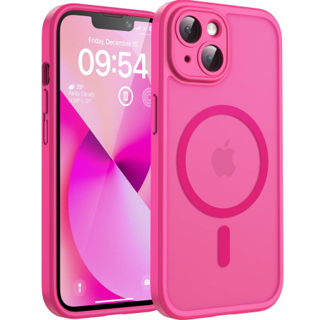 TOCOL Coque pour iPhone 13, Compatible avec MagSafe, Rose Vif | Anneau Magnétique Intégré, Protection de l'objectif Améliorée, R