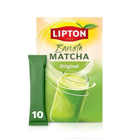 Lipton Barista Matcha Latte Avoine Instantané Sans Sucres Ajoutés 10 Sticks | Saveur originale onctueuse, base d'avoine, chaude