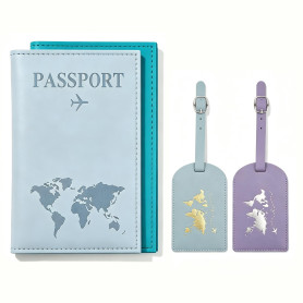 YiYiLiang Lot de 2 étuis pour passeport en cuir synthétique avec étiquettes | Organiseur de voyage pour homme et femme, peut con