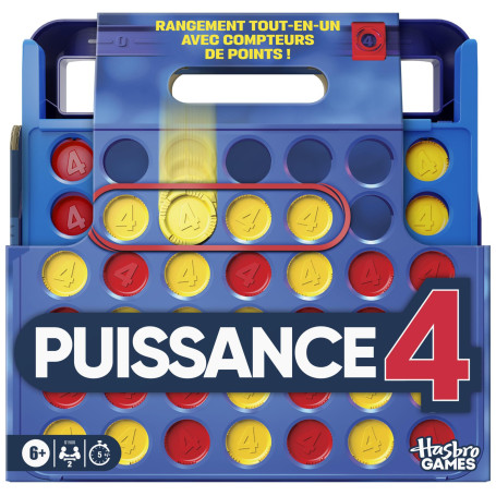 Officiel Hasbro Games Puissance 4 (édition 2025) | Rangement Tout-en-Un, Mallette de Transport, Compteur de Points | dès 6 Ans |