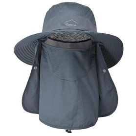 ehsbuy Chapeaux De Pêche pour Hommes Et Femmes Chapeau Randonnée Homme avec Couvre-Visage à Large Bord Chapeau De Soleil De Plag