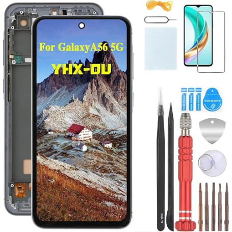 YHX-OU 6.7'' Noir Kit Écran LCD avec Châssis pour Samsung Galaxy A56 5G A566V A566B A566E A566U A566W LCD Écran Complet Tactile
