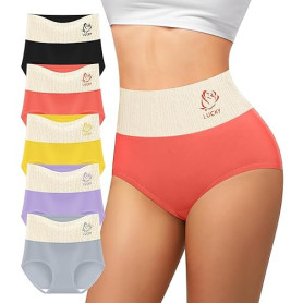 MIOTAN Lot de 5 Culotte Femme Coton Taille Haute Gainante | Extensible, Douce, Respirante, Couverture complète, Post-partum, Apr