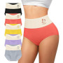 MIOTAN Lot de 5 Culotte Femme Coton Taille Haute Gainante | Extensible, Douce, Respirante, Couverture complète, Post-partum, Apr