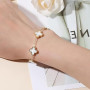 FANAOREN Cadeau Femme Bracelet Trèfle à Quatre Feuilles en Acier Inoxydable Cadeau Anniversaire Femme Maman Soeur Amie Noel Sain