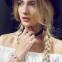 FANAOREN Cadeau Femme Bracelet Trèfle à Quatre Feuilles en Acier Inoxydable Cadeau Anniversaire Femme Maman Soeur Amie Noel Sain