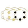 ZhouWei 3 Pièces Bracelet Trèfle Chanceux Femme, Bracelet Trèfle Plaqué Or 18K Porte-Bonheur Bijoux Acier Inoxydable Femme Desig