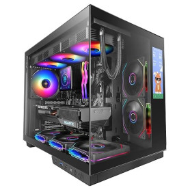Mars Gaming MC-Mirage, Boîtier Gaming ATX, Écran LCD IPS 7,2” Personnalisable, Verre Trempé Continu Frontal et Latéral, Structur