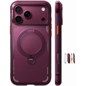 TORRAS Ostand Q3 Air Coque pour iPhone 18 Pro Max, Airbag, Violet Brun | Support 360°, aimantation 18 N, bouton caméra, grip ant