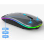Wowssyo Souris sans fil USB 2,4 GHz - Souris Bluetooth - 1600 DPI - Suivi optique - Rechargeable - LED - Double mode - Pour ordi