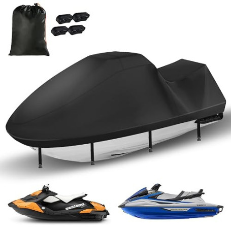 Housse de jetski Waverunner 420D imperméable et pour Seadoo Spark 3 places avec 2 aérations, 4 boucles coupe-vent, facile à enfi