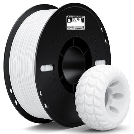 ELEGOO Filament TPU 95A 1,75mm Blanc 1KG | Flexible et Souple, Bobine Plastique 1KG (2,2lbs), Compatible avec la plupart des imp