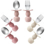 PandaEar Lot de 6 Cuillères et Fourchettes en Acier Inoxydable pour Tout-Petits - Couverts Anti-Étouffement pour Bébé et Enfants