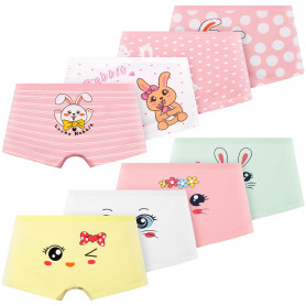 AYBUY 8 Pièces Coton Boxer Fille, Enfants Coton Boxer, Confortable sous-vêtements pour Filles 3-11 Ans