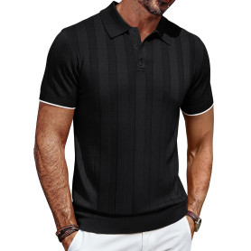 COOFANDY Polo Homme Manches Courtes Tricoté Polo Golf Décontracté T-Shirt Été Slim Fit