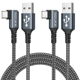 SIZUKA Câble USB C Coudé 90 Degrés 3M/Lot De 2, Câble Type C Charge Rapide | Long Cable Chargeur Type C pour iPhone 17 16 15, Sa