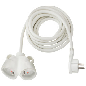 Brennenstuhl Rallonge électrique avec fiche Plate et Deux Prises, 3m, Blanc
